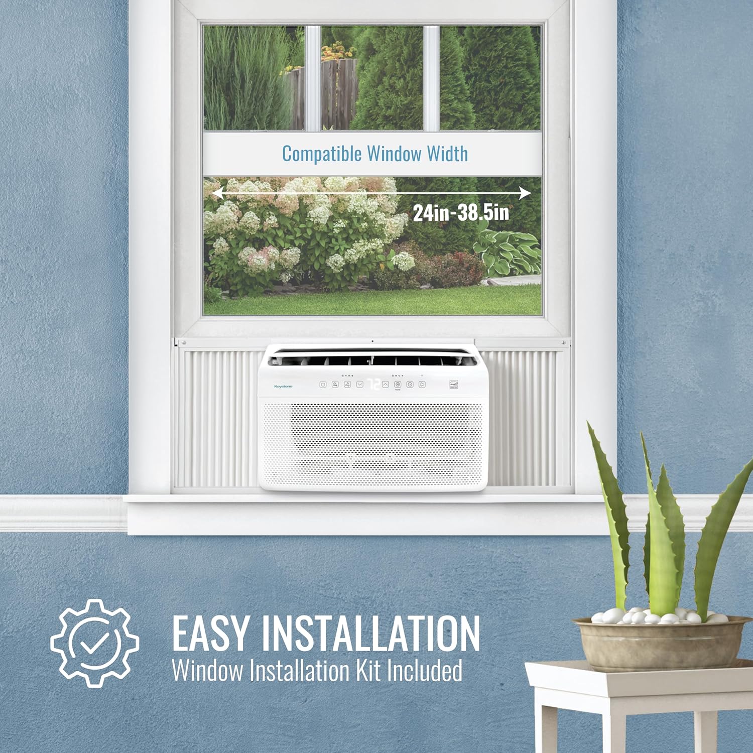 Keystone Energy Star 12,000 BTU Window Mounted Inverter Air Conditioner with Supplemental Heat, Quiet High Efficiency Window AC Unit with Remote for Apartment, Medium-Large Rooms up to 550-Sq.Ft.