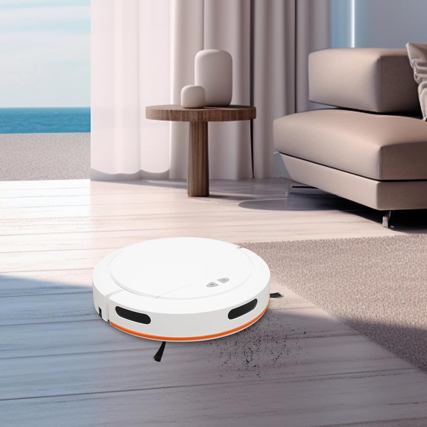 Robot Vacuum Cleaner, 3 In 1 Robot Vacuum & Mop & sweep Combo, Push Button and APP Control, Self-Charging Robotic Vacuum Cleaner, 120 Mins, Strong 2700Pa Suction, Ideal for Pet Hair and Carpet (White)
