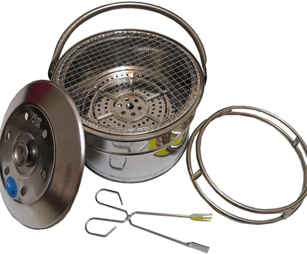 Mini Portable Fire Pit - Small Firepit Bowl -Stainless Steel,Outside with Cooking BBQ Grill Grate, Portable with Handles - for Outside Patio & Backyard Use-D