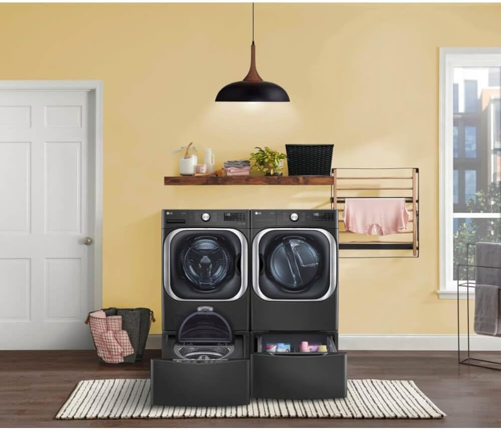 9.0 cu. ft. Vented Smart Stackable Electric Dryer in Black Steel with TurboSteam and Sensor Dry Technology