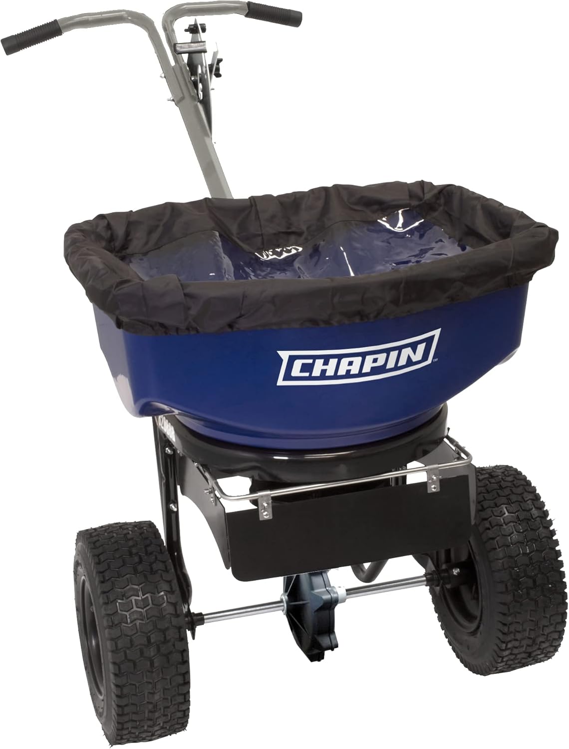 Chapin 82104B Made in The USA, 80-Pound Poly Hopper Professional and Contractor Salt and Ice Melt Walk Behind Broadcast Spreader, Rust-Resistant, 12