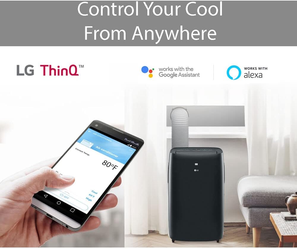 LG 10,000 BTU Smart Portable Air Conditioner, 115V, Cools 450 Sq.Ft. (18' x 25' Room Size), Portable Air Conditioner for Home with Voice Control, Works with LG ThinQ, Amazon Alexa, and Hey Google