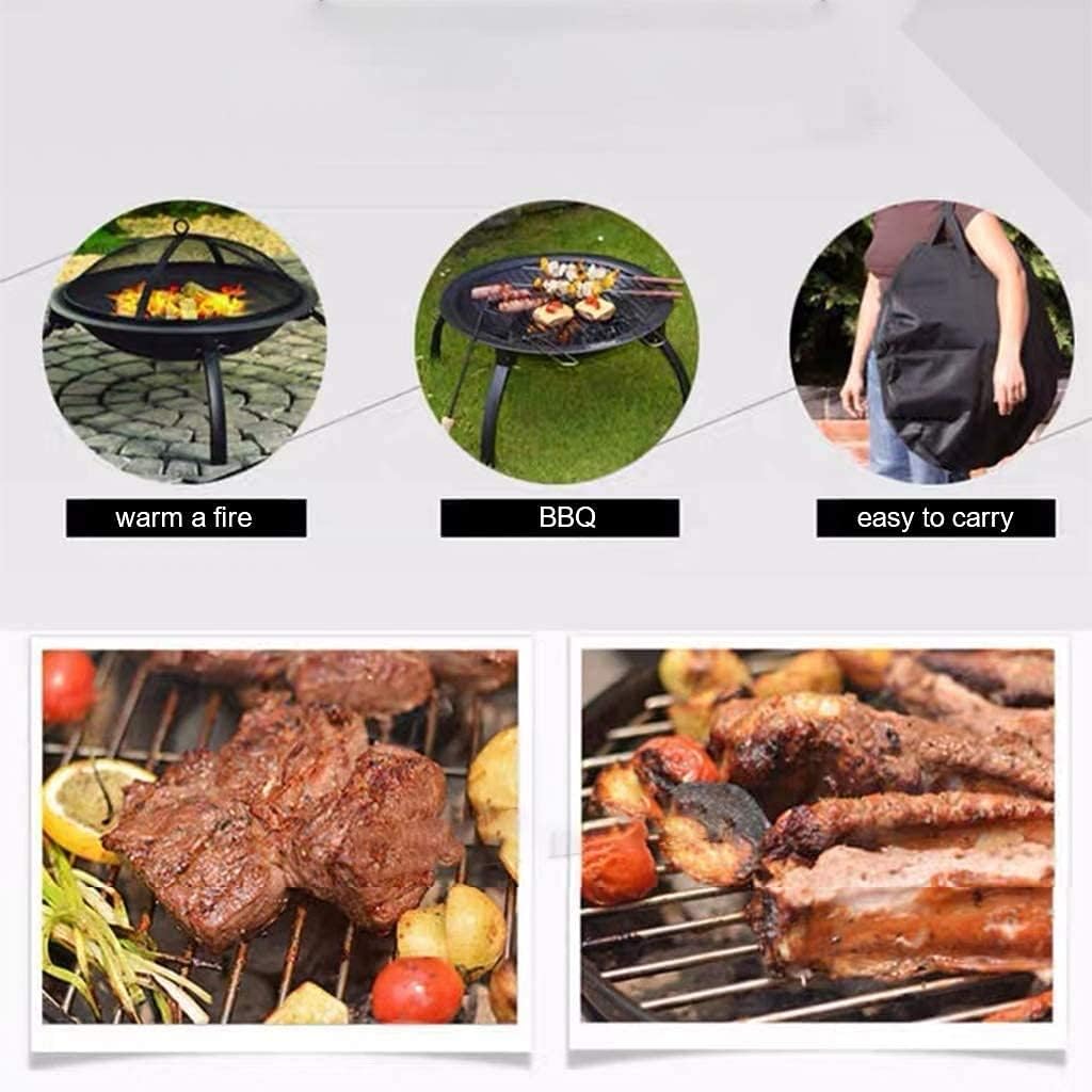 Fire Pit, Outdoor Wood Burning Firepit Portable Steel BBQ Grill,for Backyard, Camping, Picnic, Bonfire, Garden,Family Essential Multifunctional Stove
