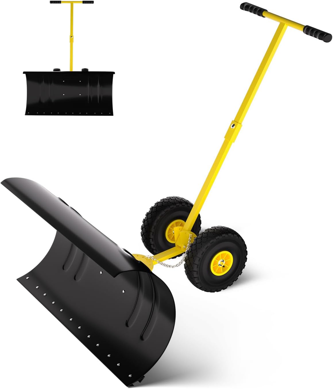 Snow Pusher with Wheels, Snow Plow Shovel with 29