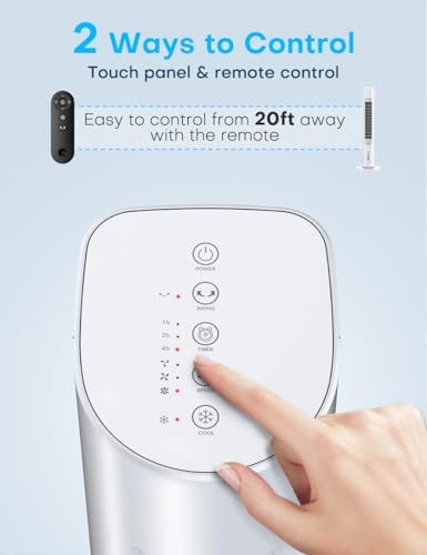 35 INCH Evaporative Air Cooler, 2025 Upgraded Swamp Cooler Air Conditioner w/Cooling Mode, 3 Speeds, Smart Timer for Auto-Off, 20Ft Remote, 70° Wider Oscillation, Air Cooler for Room Bedroom