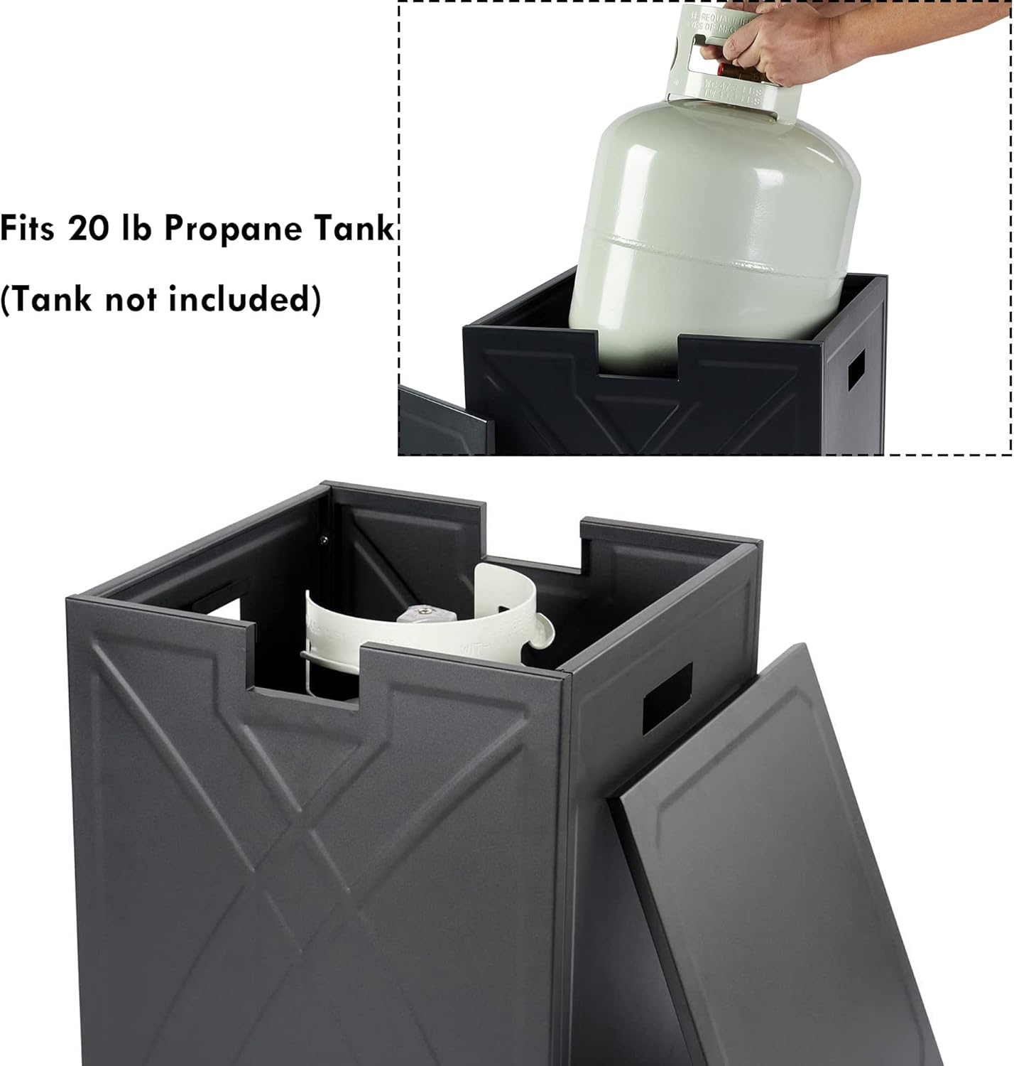Propane Tank Cover, Propane Tank Storage Hideaway Table for Gas Fire Pits, Gas Tank Holder Storage Side Table for 20 lb Propane Tanks - Black