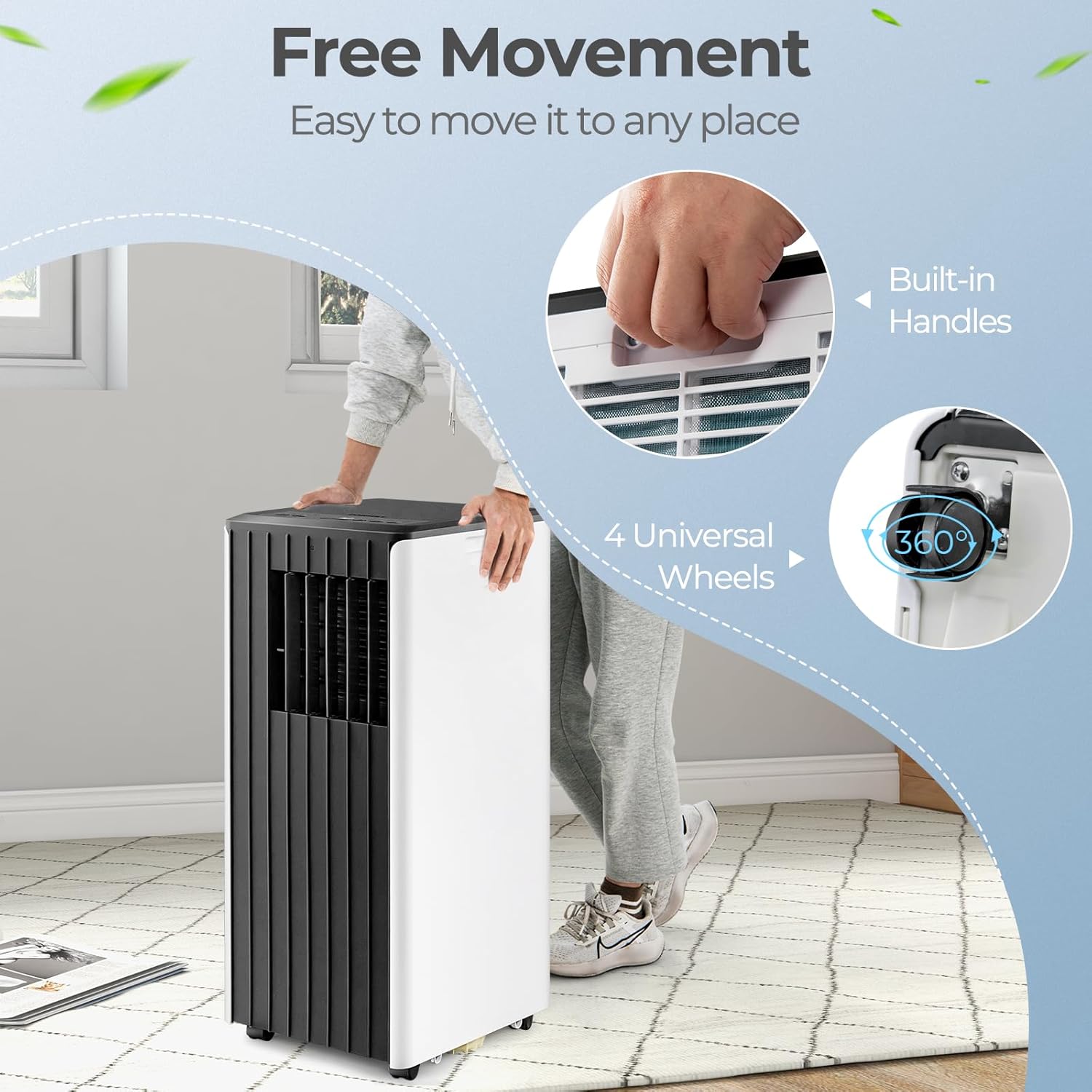 SIMOE 8000BTU Portable Air Conditioner, Cooling, Dehumidifier & Fan Portable AC Unit w/Remote Control Window Kit, Cools Up To 250 Sq. Ft. Black