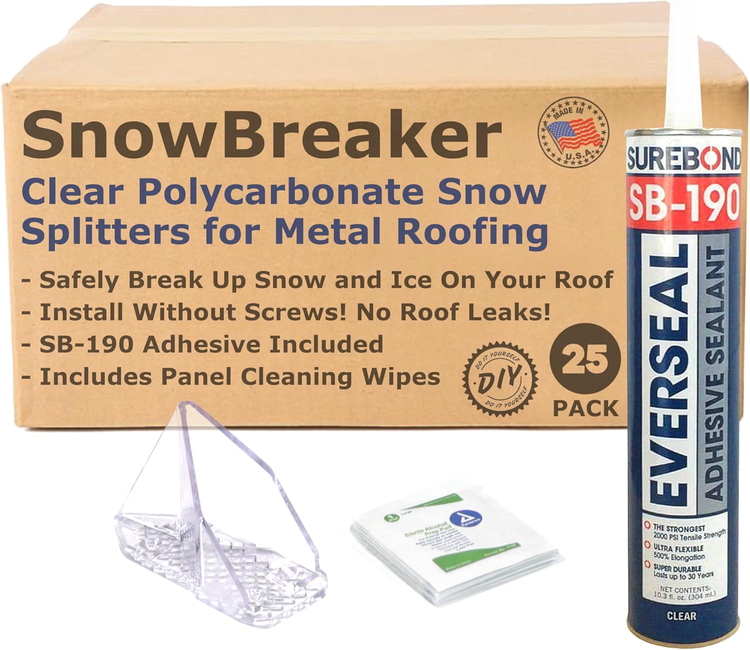 SnowBreaker Snow Guards 25 Pieces for Metal Roofs (Adhesive Mounted)