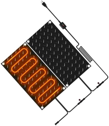 Winter Snow Melting Pads,Anti-Slip Walkway Herringbone Design,Outdoor Mat,Prevents ice Formation,Melts up to 2 inches of Snow per Hour, 2Pcs/10 * 15In (25.4 * 38.1cm)