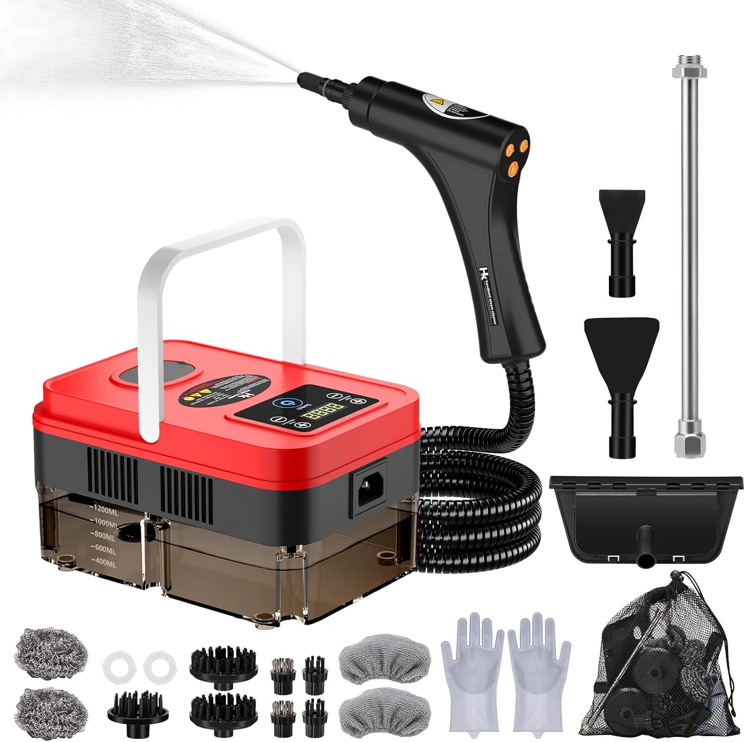 2026 Upgraded Steam Cleaner,10s Heat-Up,1.2L Tank, 6-Level Adjustable Handle,1500W Steamer for Cleaning, Portable Steamer for Cleaning with 20PCS Accessories, Steam Cleaner for Home,Car,Dirt