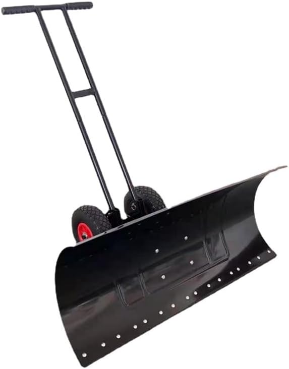 Snow Shovel with Wheels- Snow Pusher -Snow Plow Push Shovel - Angle Blade-Heavy Duty Snow Removal- (Double rods),100 * 42cm