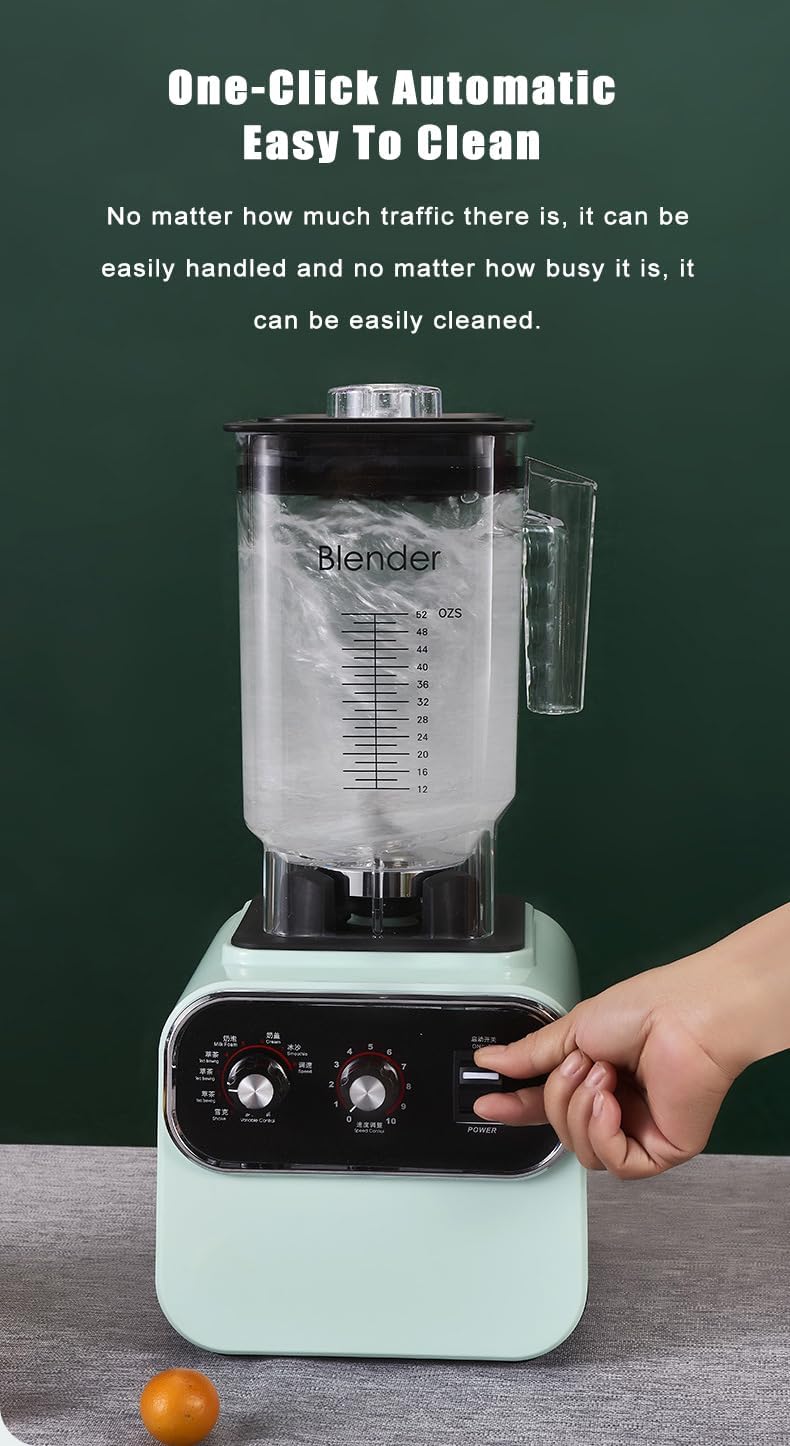 Professional Smoothie Blender, 2L Commercial Smoothie Maker, 1600W Power Motor, 10 Speeds and 4 Dimensional Spoiler Function, Can Make Smoothies, Milkshakes, Soy Milk, Juice and More