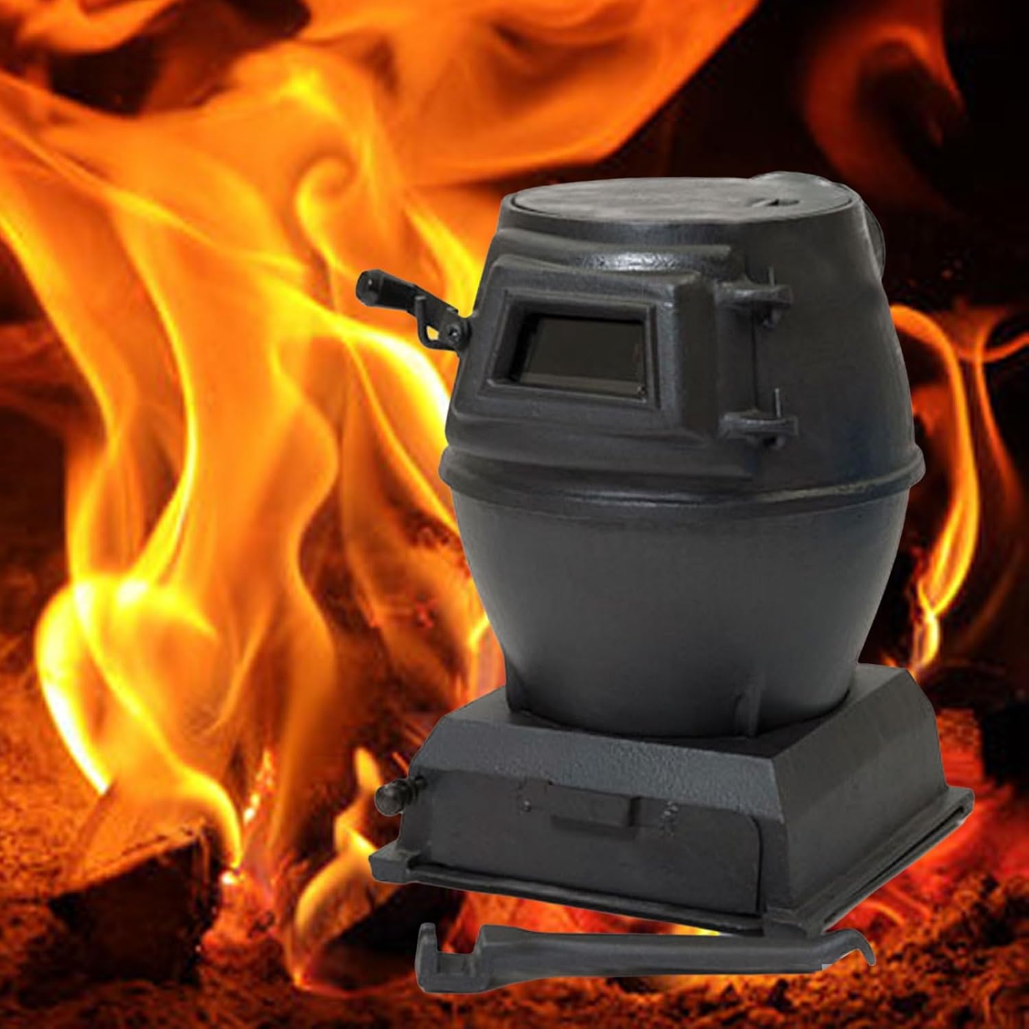 Small portable camping stove with Glass Door Thickened Cast Iron Rural Camping Stove for Tent, Indoor, Villa,Shelter, Heating,daily Cooking Easy to Assemble