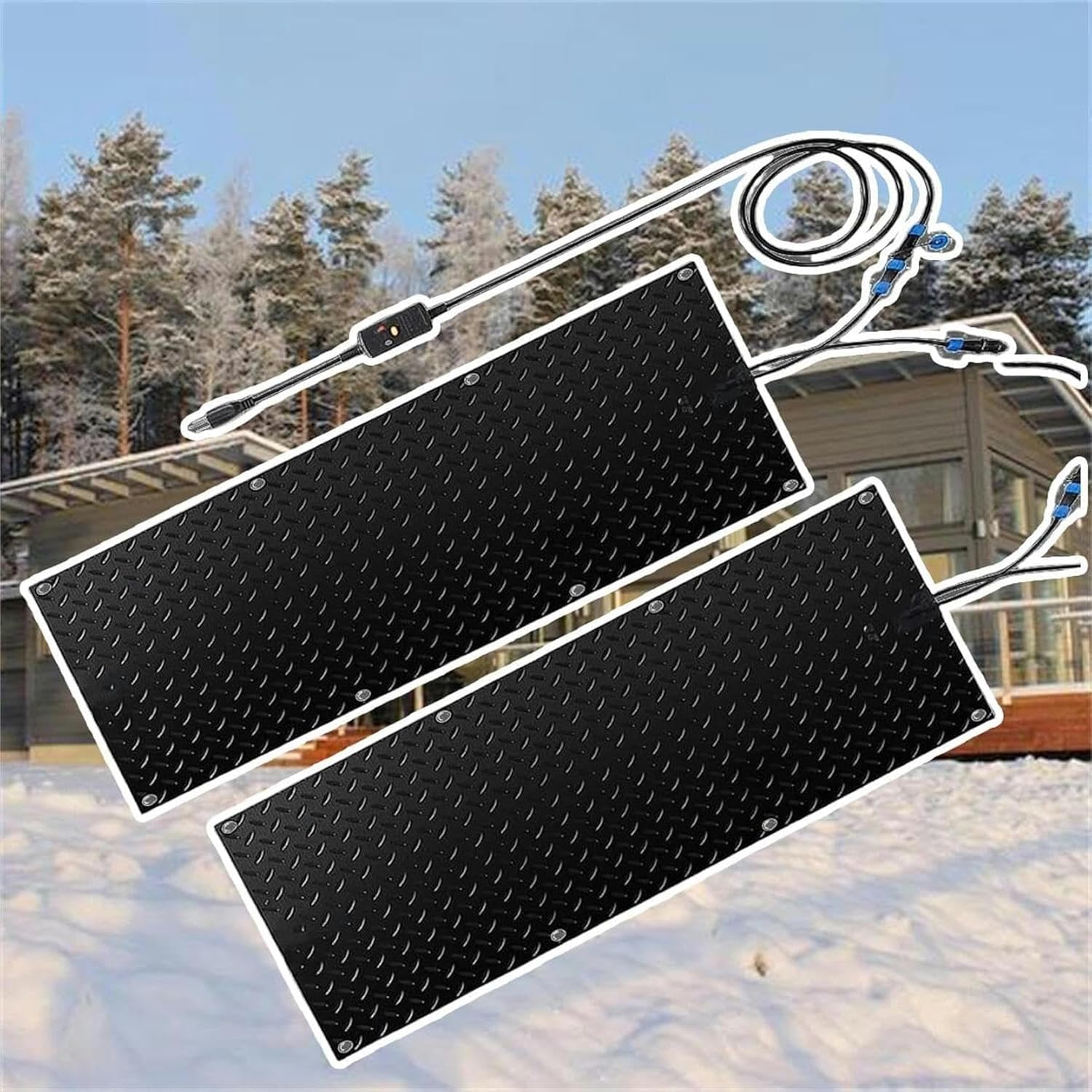 AMNOOL Snow Melting Walkway Mat Roof Heat Panel for Ice Dams Non Slip Rubber Heated Mat Black Roof Heated Outdoor Mats for Winter