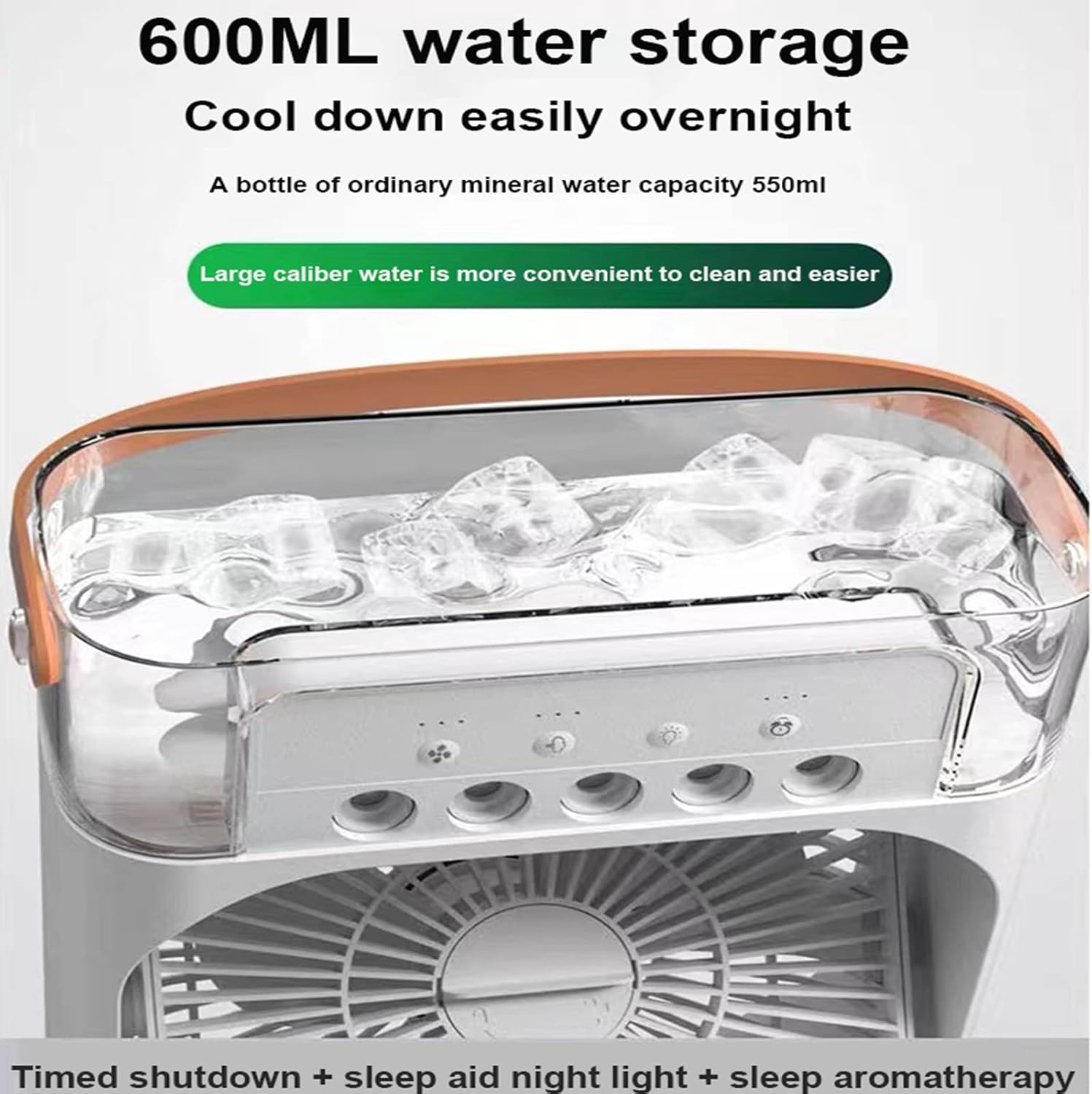 Mini Portable Air Conditioner, Usb Evaporative Cooler, 3 Speed Adjustment, 7 Color Led Humidifier, Office And Outdoor Dual Use (Green)