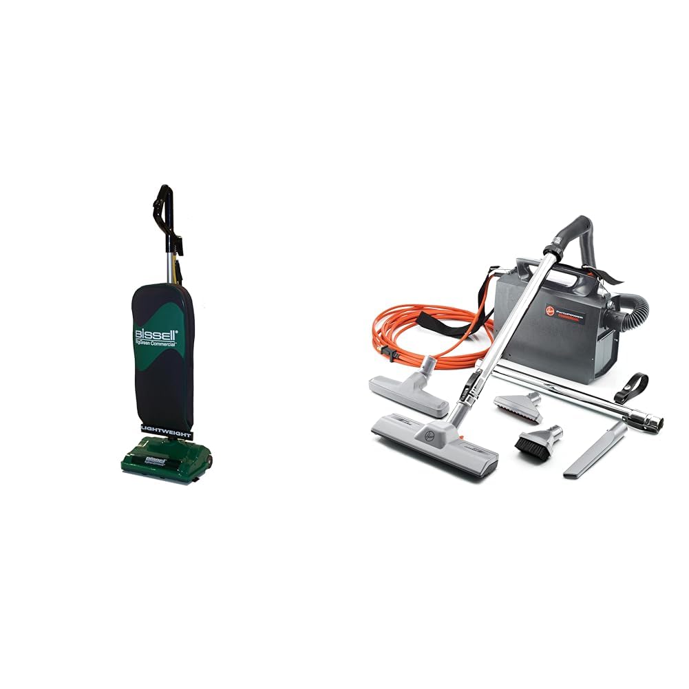 Bissell Commercial Bissell BigGreen Commercial Bagged Lightweight (8lb), Upright & Hoover Commercial PORTAPOWER Lightweight Canister Vacuum Cleaner with Attachments, Portable Carriable Handheld