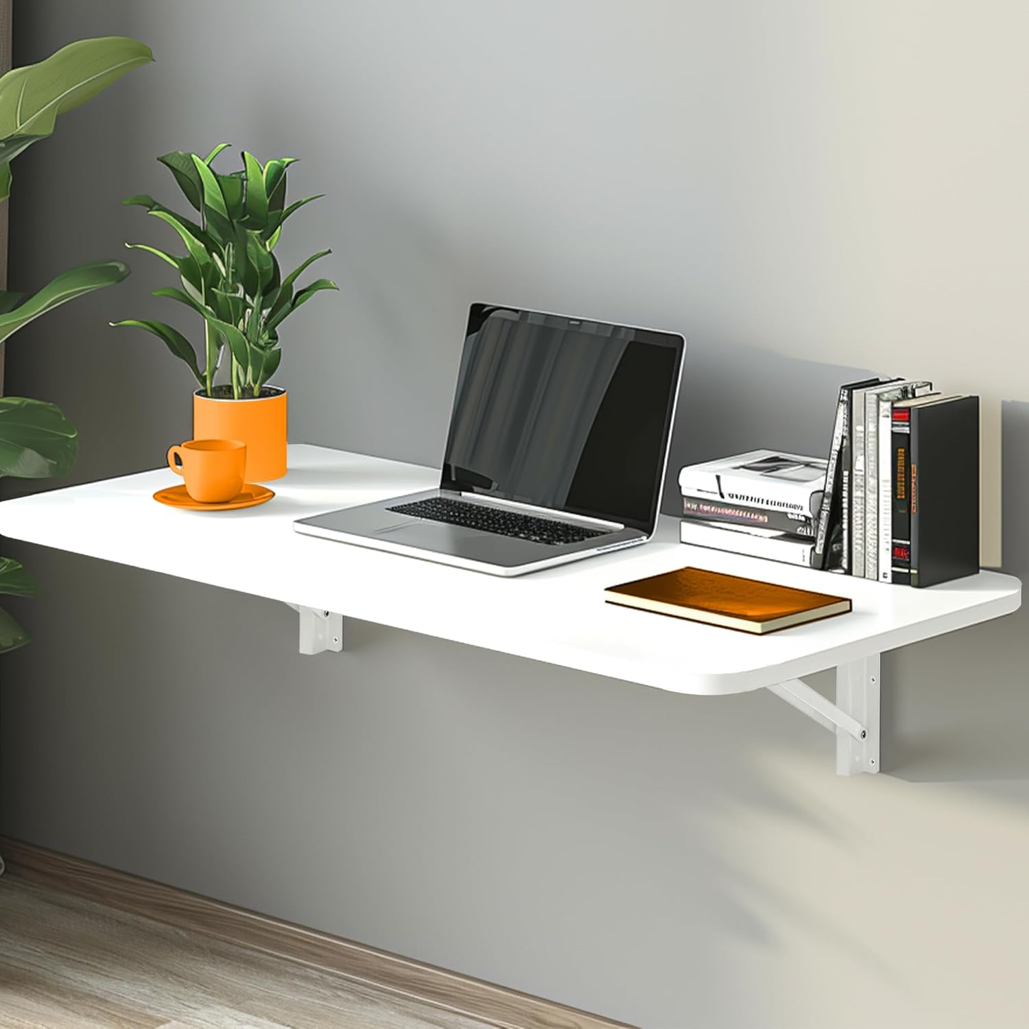 Laundry Folding Table, 40'' x 20'' Wooden Wall Mount Desk, Laundry Table for Folding Clothes, White, 40'' Length