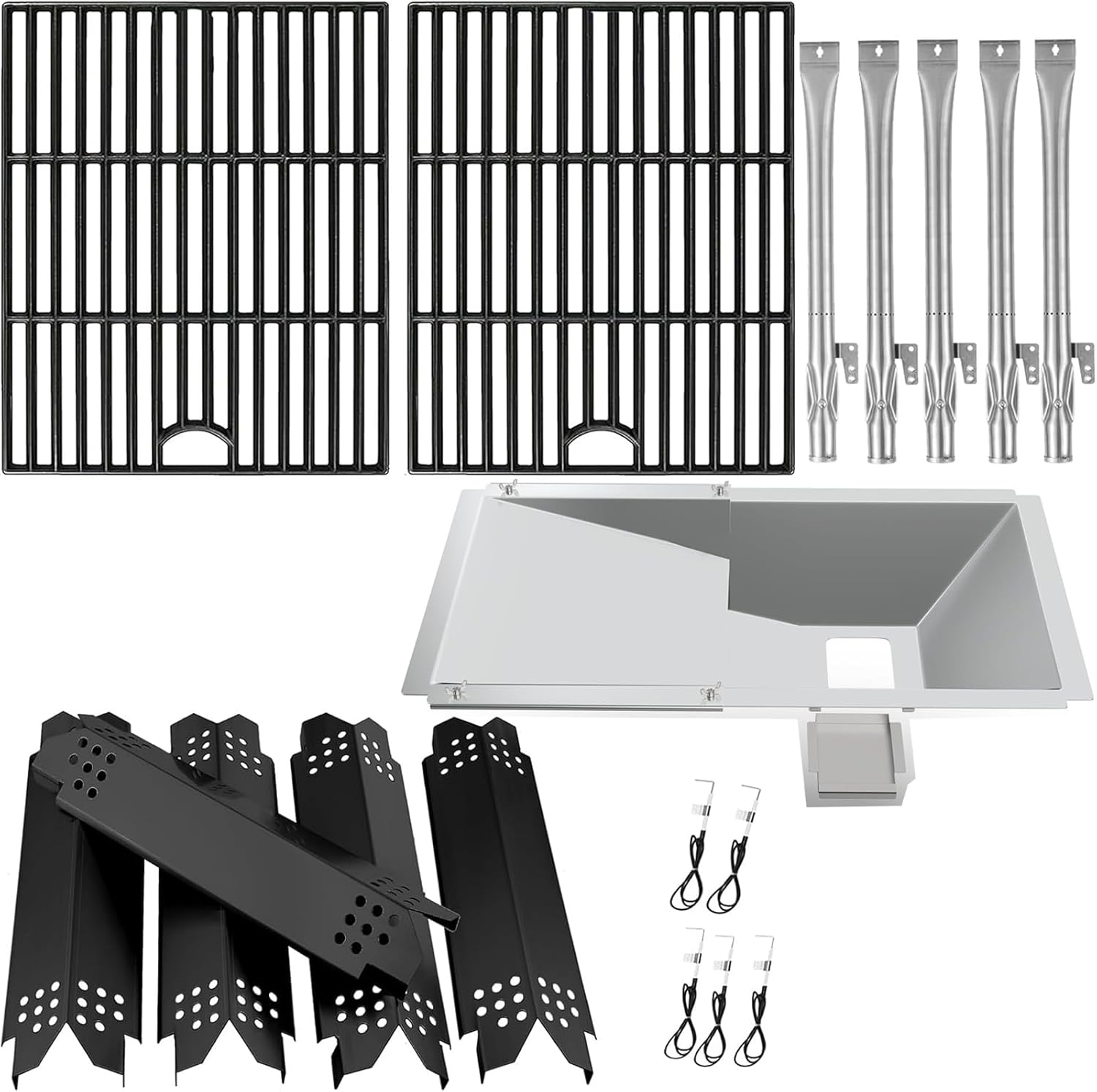 Replacement Parts Kit for Nexgrill 5-Burner 720-0888, 4-Burner 720-0830H, Cooking Grate, Grill Heat Shield and Burner Kit for Nexgrill Replacement Parts