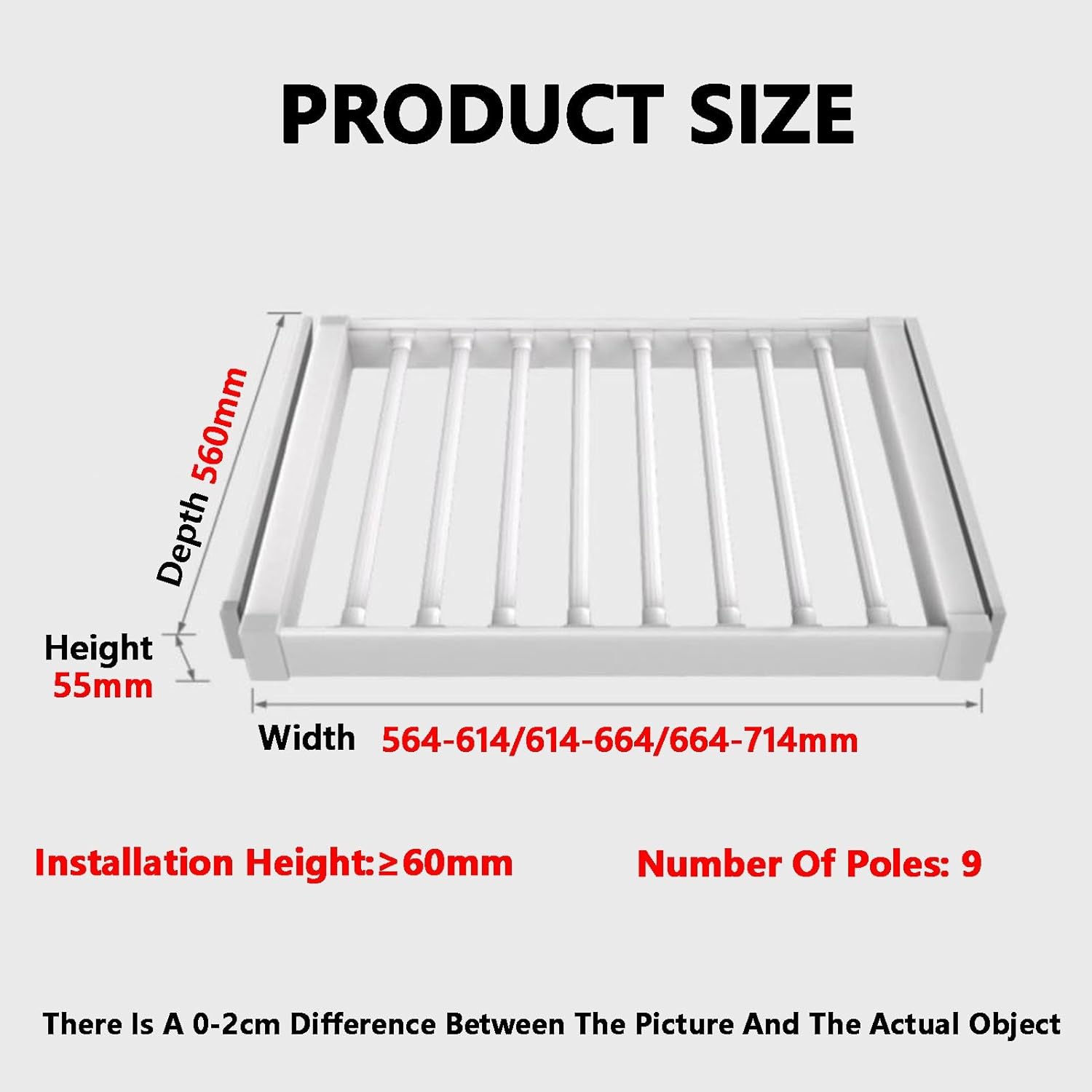 Retractable Clothes Hanger Above Washing Machine,Hidden Rebound Pull-Out Clothes Drying Rack,for Bedroom Cloakroom(Color2,664-714mm)