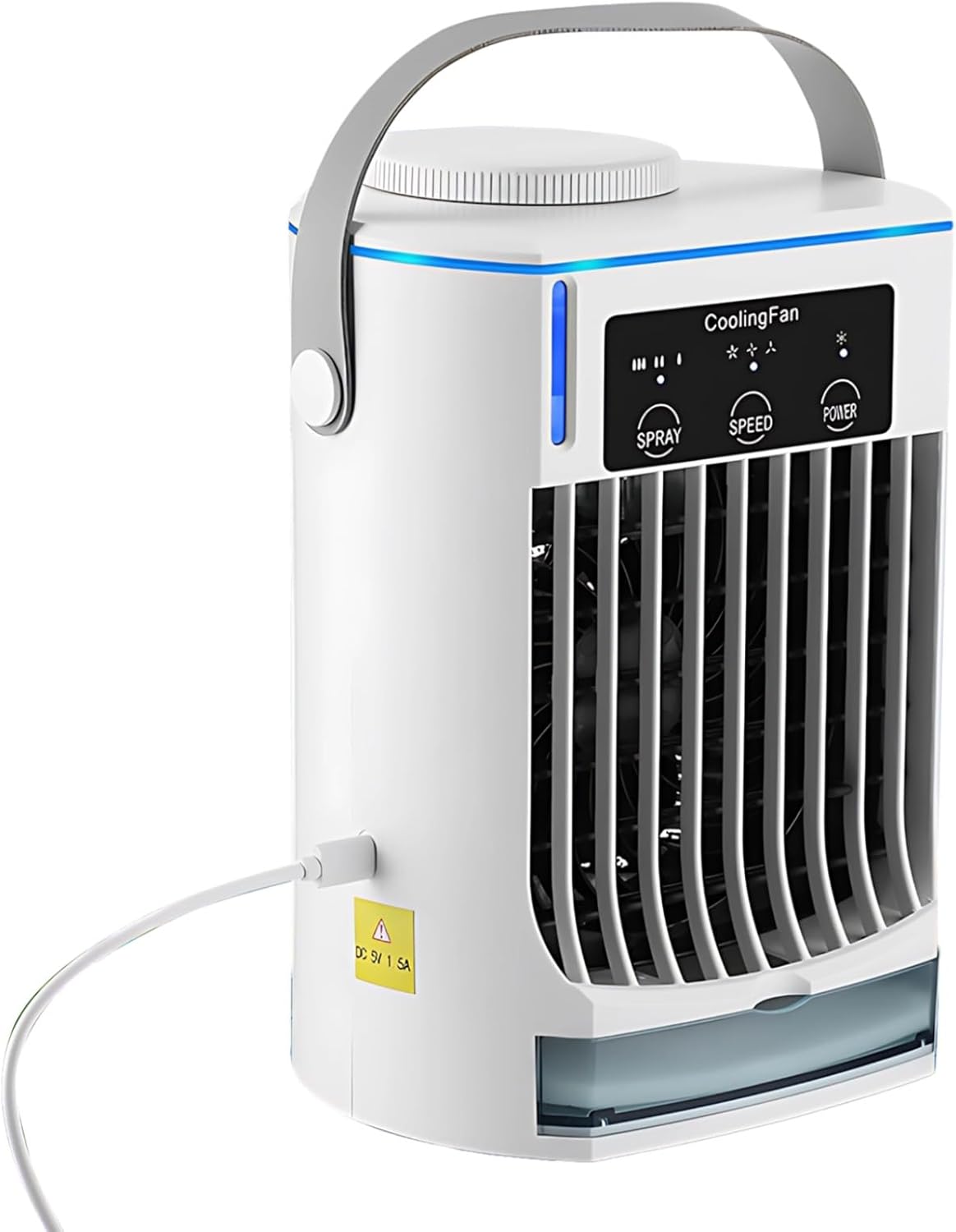 Air Conditioner For Desk, Usb-Operated Quiet 3-Speed Fan, 500 Ml Water Tank, Adjustable Mist & Type-C Charging Suitable For Bedroom Or Office