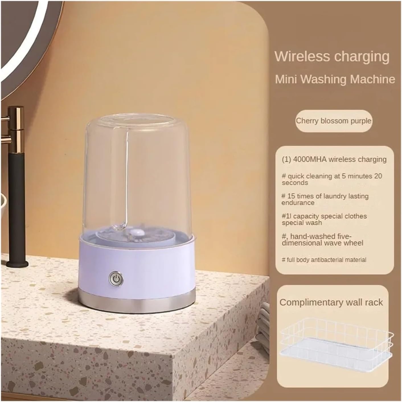 Portable Washing Machine, Wireless Portable Underwear and Socks Washer Rechargeable Mini Washer for Travel Home and Dormitory with Laundry Cup,for Apartments, Homes, and Dorms(Pink)