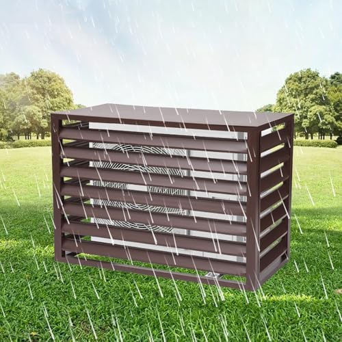 Air Conditioner Fence Panels, Outdoor Privacy Fence Covers, Hid Air Conditioner Rack Flower Stand, All Weather, Noise Reduction(Brown,2 3P)