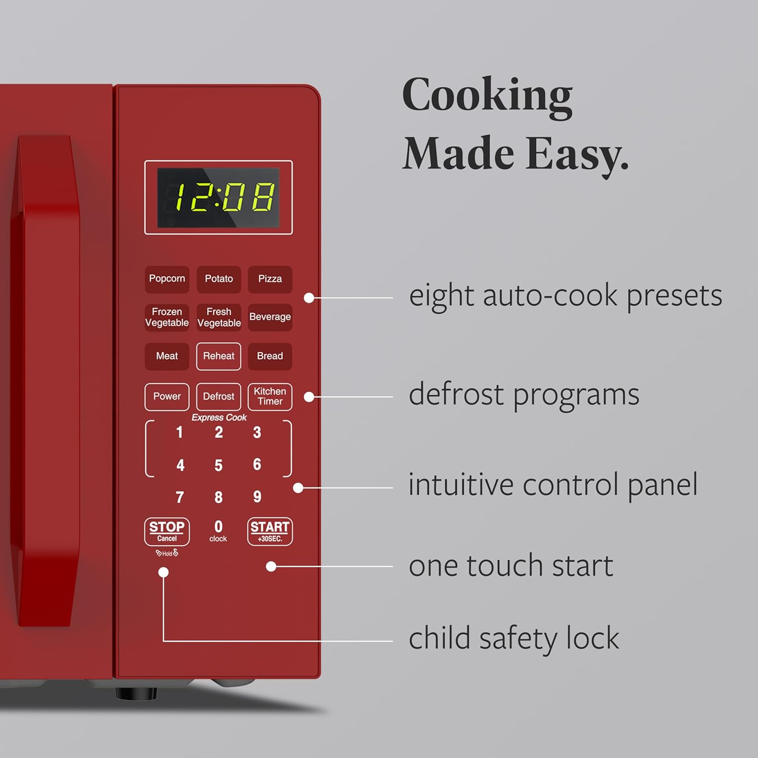 Farberware FMO11WEIRD 1.1 Cu. Ft. 1000-Watt Compact Microwave Oven, Red – Stylish Countertop Microwave with Child-Lock, Reheat Function, Express Cook, and Kitchen Timer