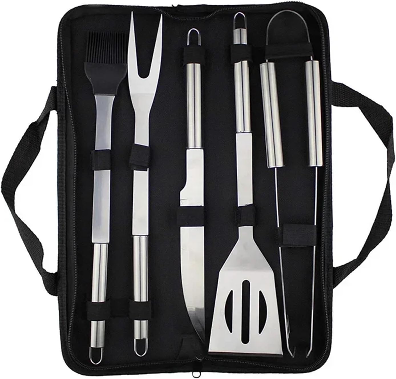 Cooking Tools Portable Barbecue Utensils Grill Tongs Brush Skewers BBQ Accessories(5-Piece)