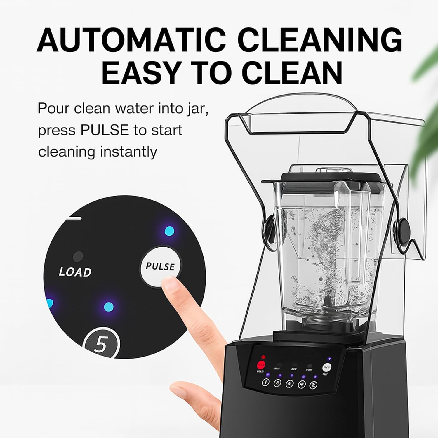 2600W Commercial Smoothie Maker Blender with Soundproof Cover, Quiet High-Speed 1.8L Ice Crusher, 5 Timed Presets, Professional Blender for Shakes, Smoothies, and Juices for Home and Commercial Use
