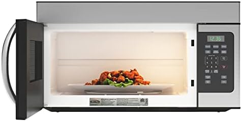 KoolMore 1.6 Cu. Ft. Over the Range Microwave Oven with Oven Lamp and 300CFM Recirculation Vent Hood Function, Auto Cook Menus, Reheat Function, 10 Power Levels, Timer, and Weight Defrost (KM-MOT-1SS)