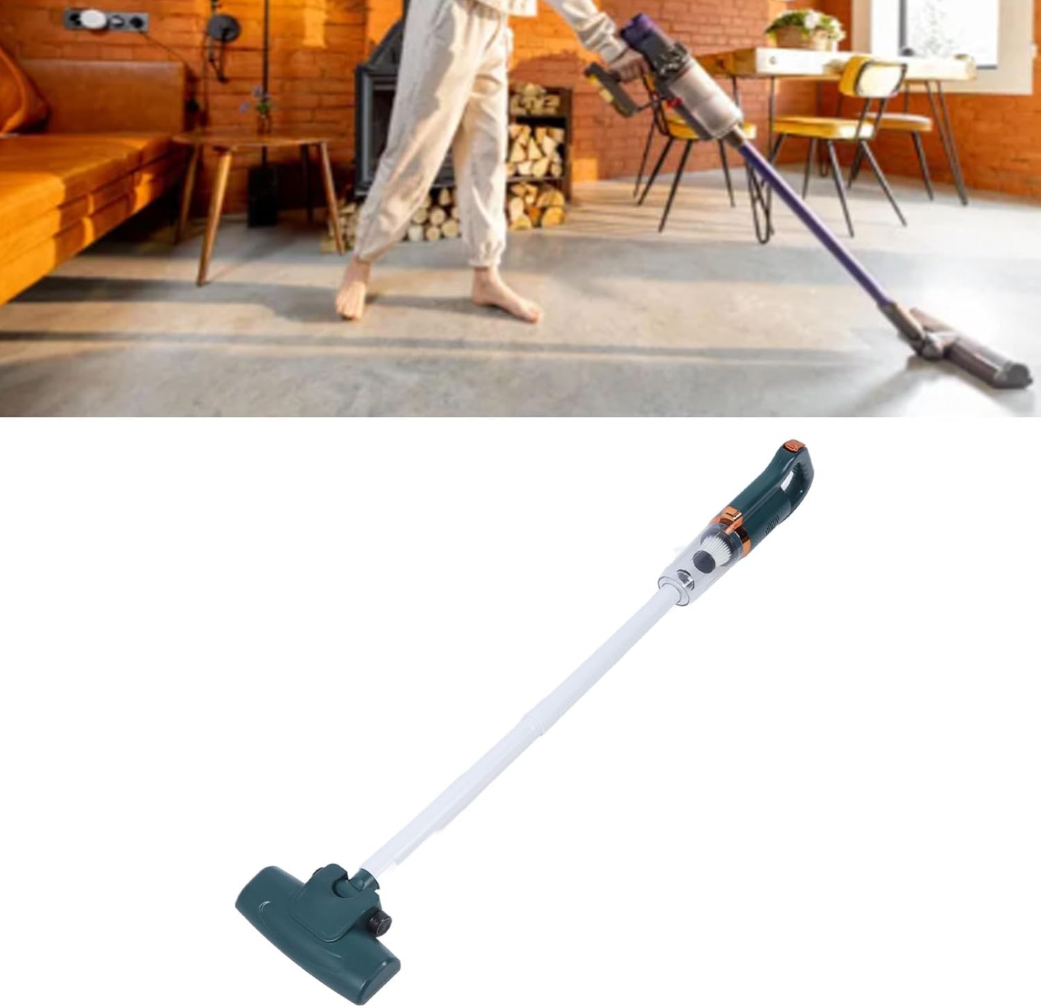 Cordless Stick Vacuum Cleaner 8500Pa Suction Power High Efficiency 120W 2000mAh Lithium Battery Excellent ABS with 600ml Dust Box for Home Floor (Green)