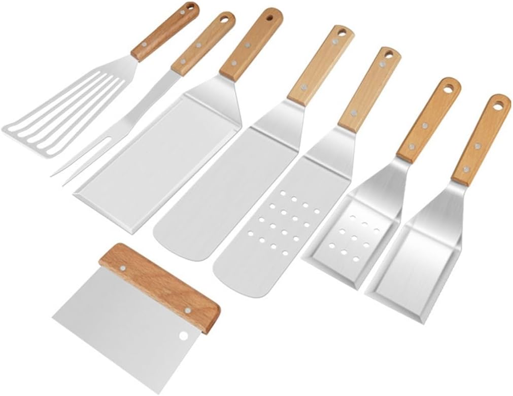 Stainless Steel Shovel,Outdoor BBQ Tool Set,Iron Plate Shovel,Grill Tool Hanging Hole Design,Easy to Clean Shovel Set