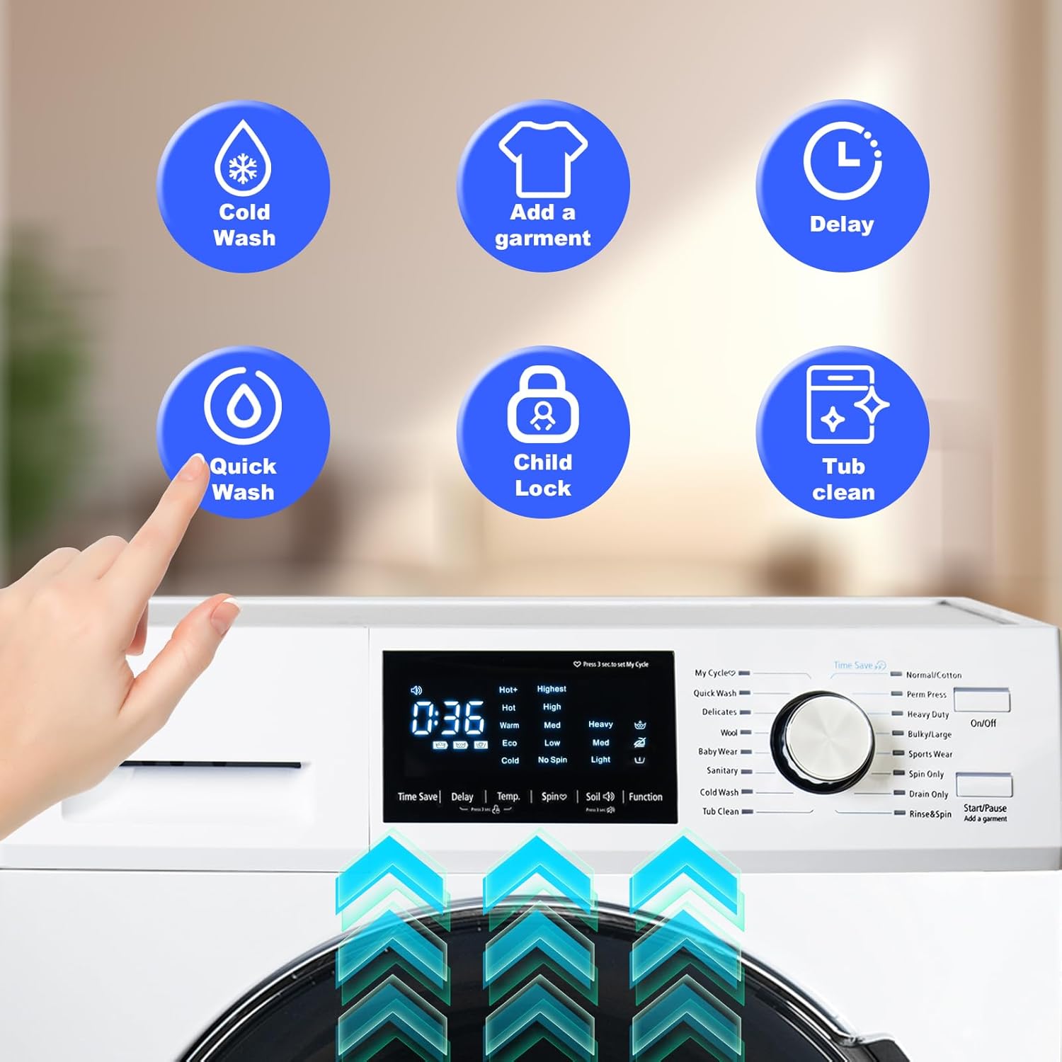 Compact Front Load Washer Washing Machine 2.8 cu. ft. Small Front Foading Space Saving Washer 24