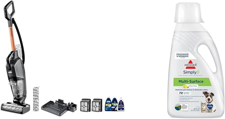 Bundle of BISSELL® CrossWave® HydroSteam™ Wet Dry Vac, Multi-Purpose Vacuum, Wash, and Steam, Sanitize Formula Included, 35151 + Bissell PET Natural Cleaning Formula, 80 oz, Clear, 80 Fl Oz