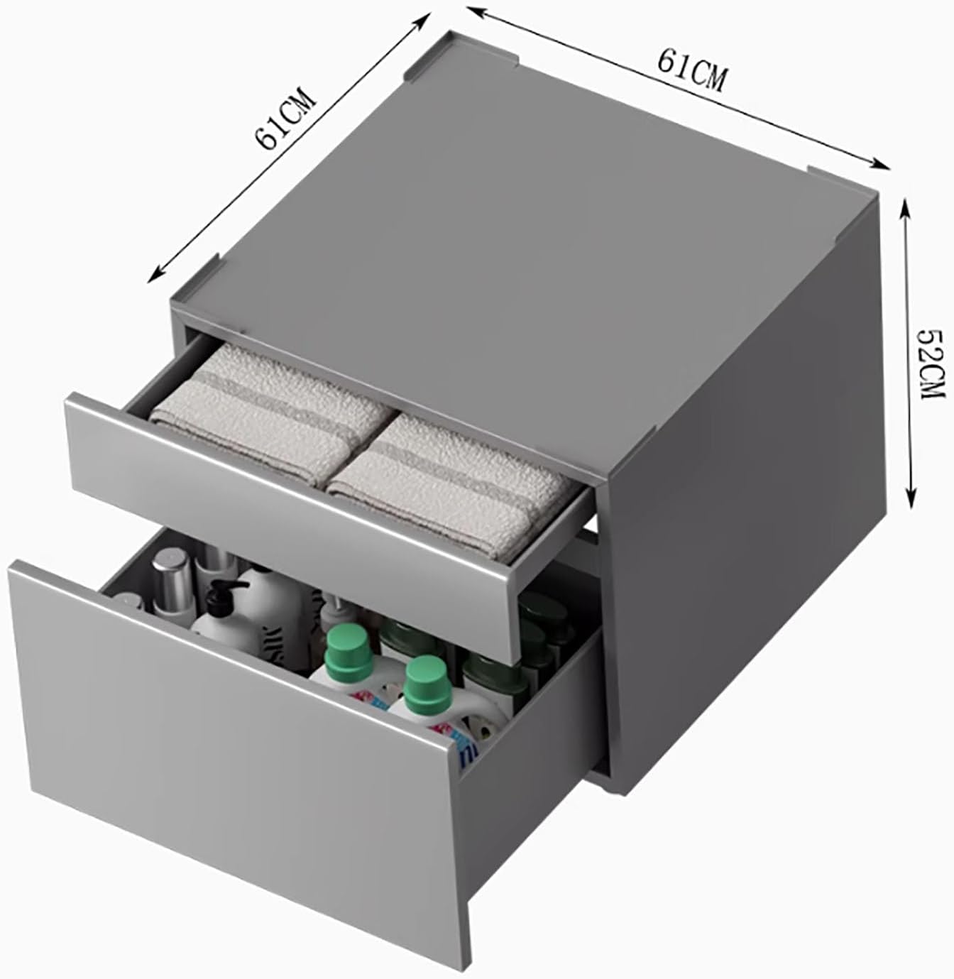 Washing Dryer Machine Pedestal with Storage Drawer, Non-Slip and Scratch Protection Design, Laundry Machine Stand and Dishwasher Stand (ash, 61×61×52cm)