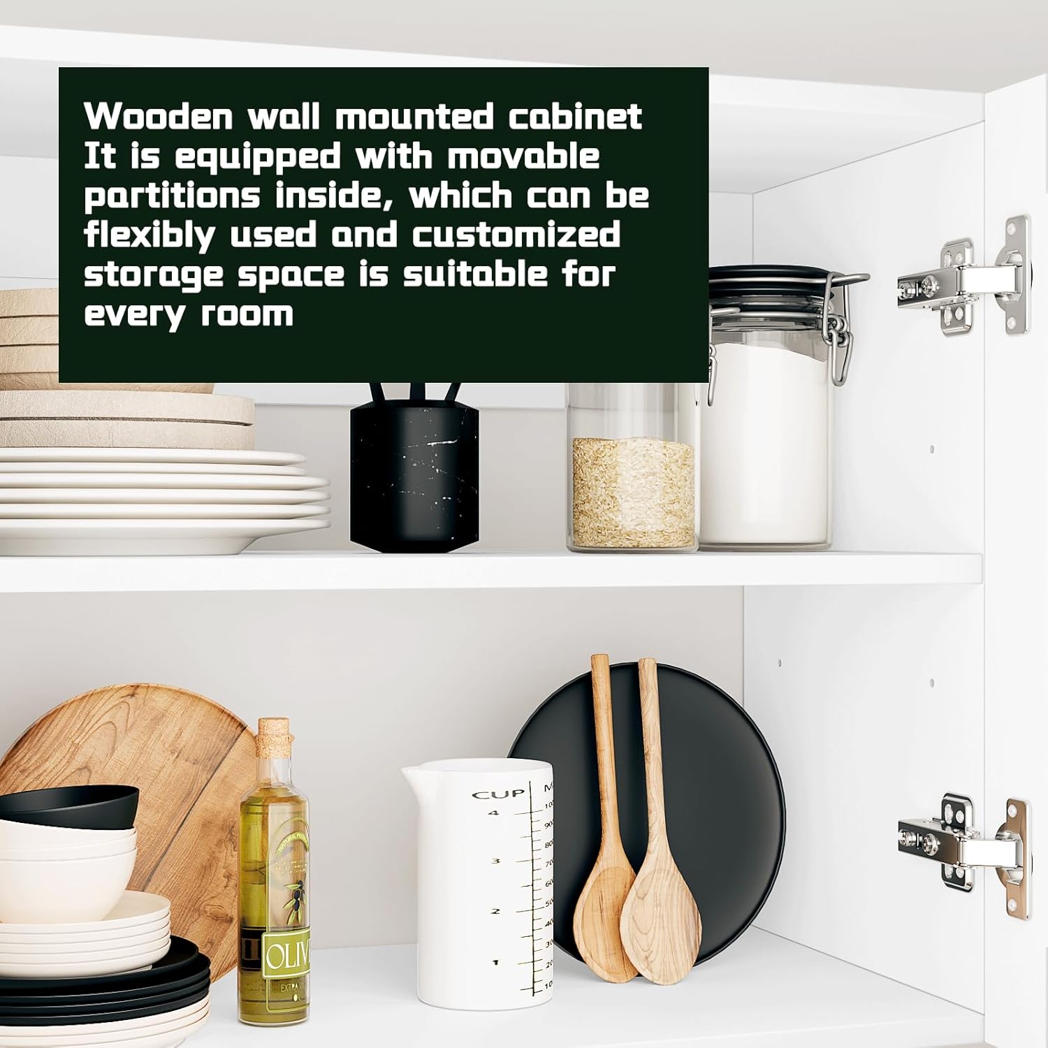 White Laundry Room Cabinets and Storage with 4 Doors and Utility Adjustable Shelf，Gabinetes Para Cocina Cupboard Kitchen Organizers and Storage Pantry Wall Mounted 12.4