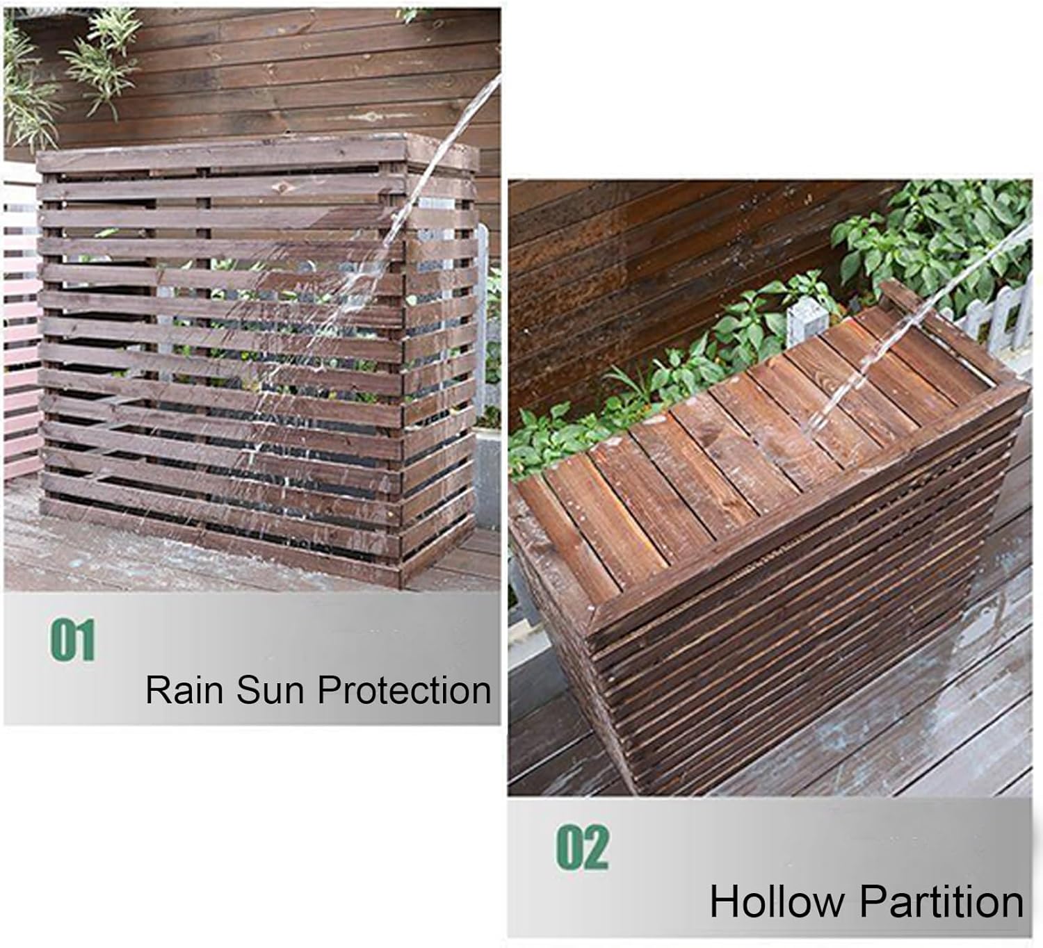 Wood Air Conditioner Covers for Outside, Outdoor Air Conditioner Cover Fence, Weather Resistant, Aesthetically Pleasing Decorative, Easy to Care(Blue,33x14x31in/85x35x80cm)