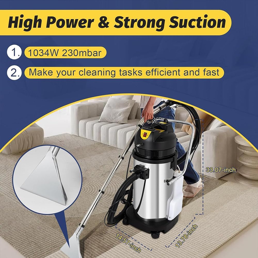 40L/11Gal Commercial Carpet Cleaning Machine,3 in 1 Carpet Spraying Floor Brush Cleaner,E-xtractor Vacuum Deep Cleaning Washing Machine, Carpets E-xtractor for Car Detailing