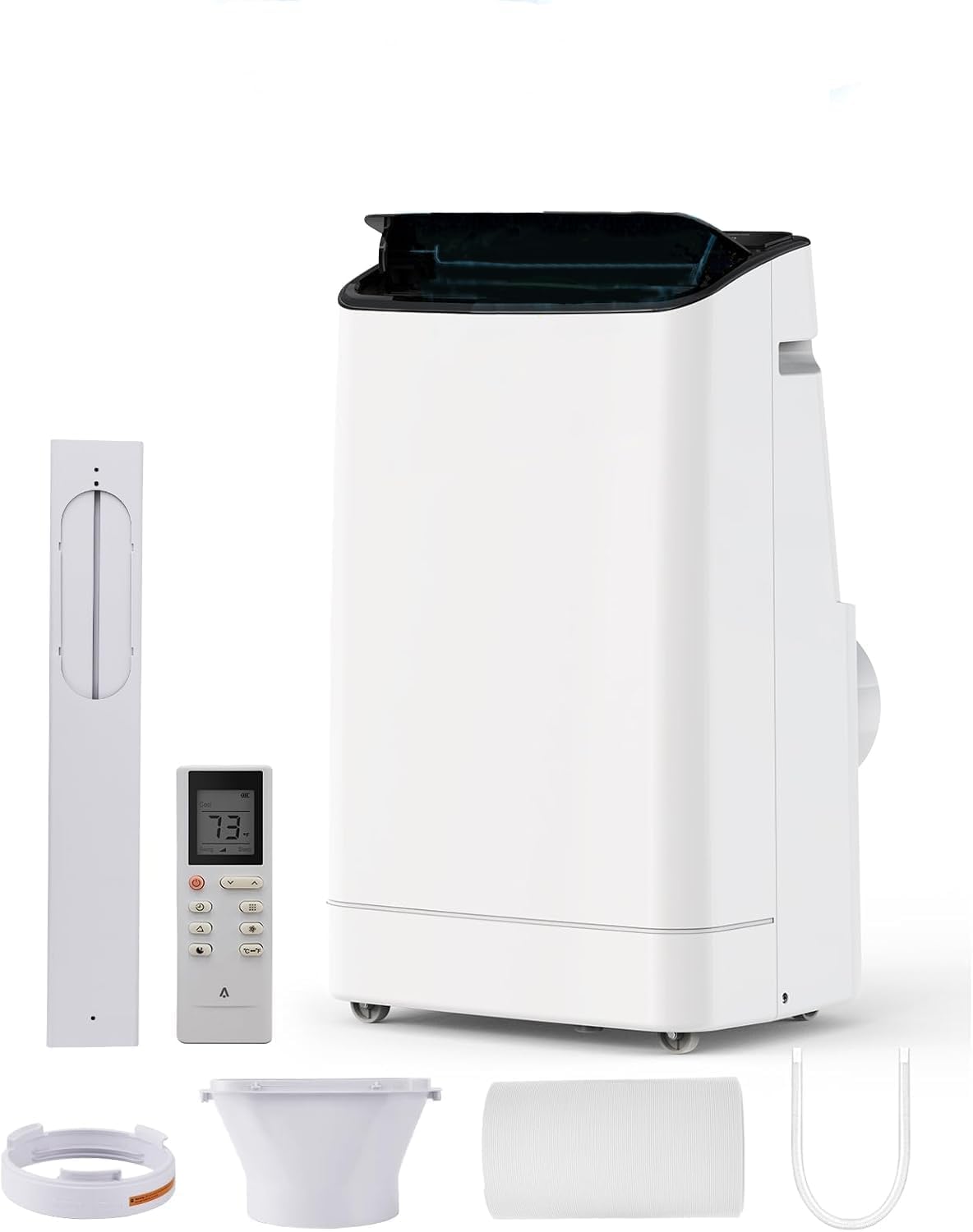 Portable Air Conditioner with Dehumidifier & Fan Modes, 14,000 BTUs Cooling Unit for Rooms Up to 750 Sq. Ft, Quiet Operation, Easy Installation, Built-in Wheels for Mobility (Black Cover)