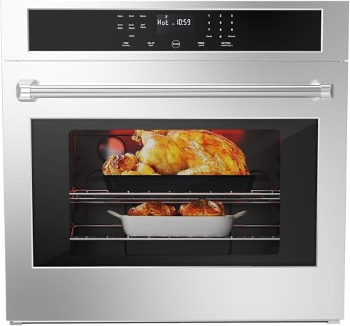 Wall Oven 30 Inch, 4.8 Cu.ft Built-in Single Convection Oven with Broil, Bake, Roast, LED Touch Control, Self-Cleaning, Timer, Muti-Function Electric Wall Ovens for Kitchen Cabinetry