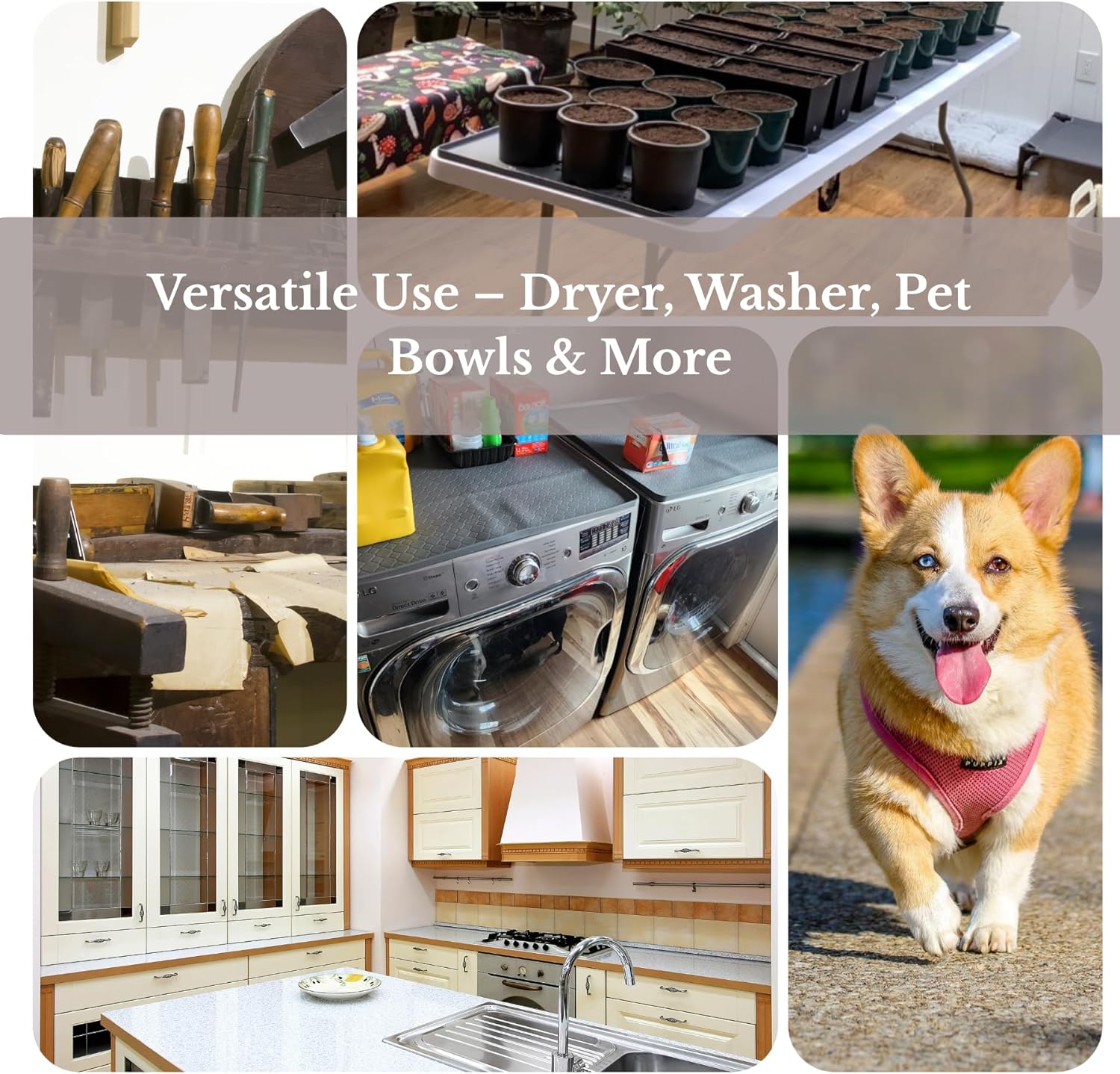 Washer and Dryer Covers for the Top - 27''x 27'' Silicone Protector Mat for Washing Machine Countertop - Non-slip Rubber Waterproof Dustproof Ideal for Laundry Kitchen - Gray 2 Pack