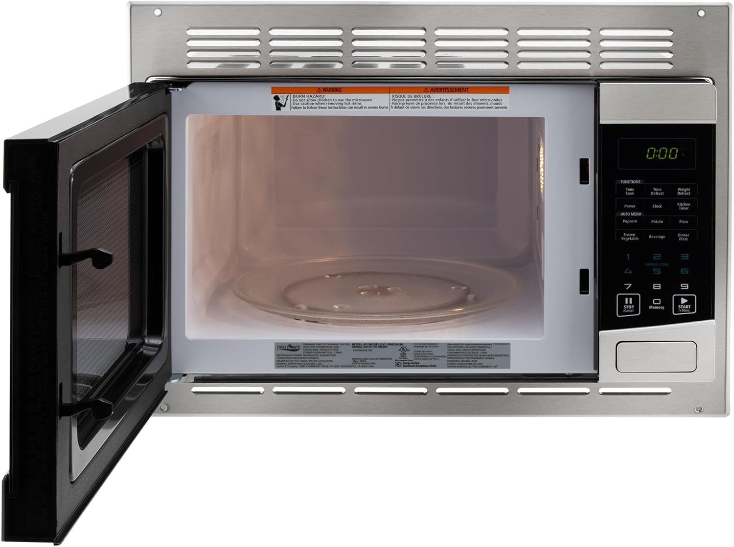 RecPro RV Stainless Steel Microwave with Trim Kit | 1.0 Cu. Ft. | 10 Power Levels | Express & Multi-Stage Cooking | Speedy Cook | Child Lock | Road-Ready Durable Design | 900W