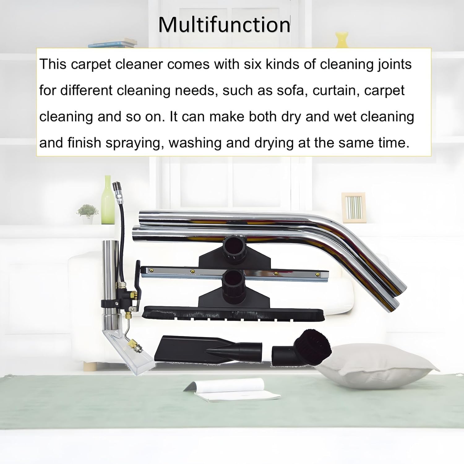 Carpet Extractor Machine 80L 3 in 1 Stainless Steel Hotel Carpet Cleaning Machine 110V 2000W for Corridor Conference Hall and Restaurant