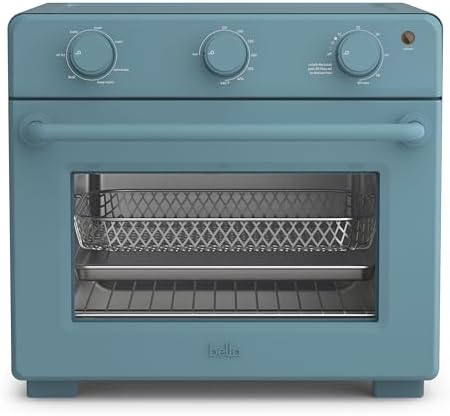 bella Air Fry Toaster Oven, 7 Preset Cooking Options, Dishwasher-Safe EverGood Coated Trays Included, 60-Minute Auto Shutoff w Audible Timer, Power Indicator Light, 1700 Watt, Surf