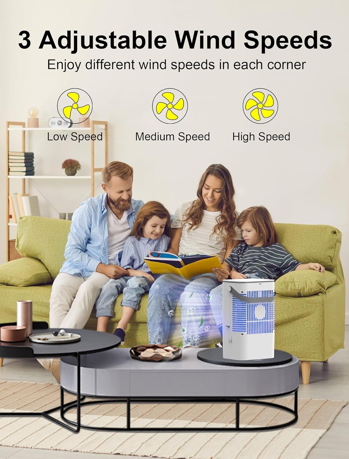 Portable Air Conditioner, 1200mL Evaporative Air Cooler, Personal Mini Air Conditioner with 3 Speeds & 2/4H Timer, 120° Oscillating Portable Ac Unit Fan Small Air Conditioner for Home Office Room