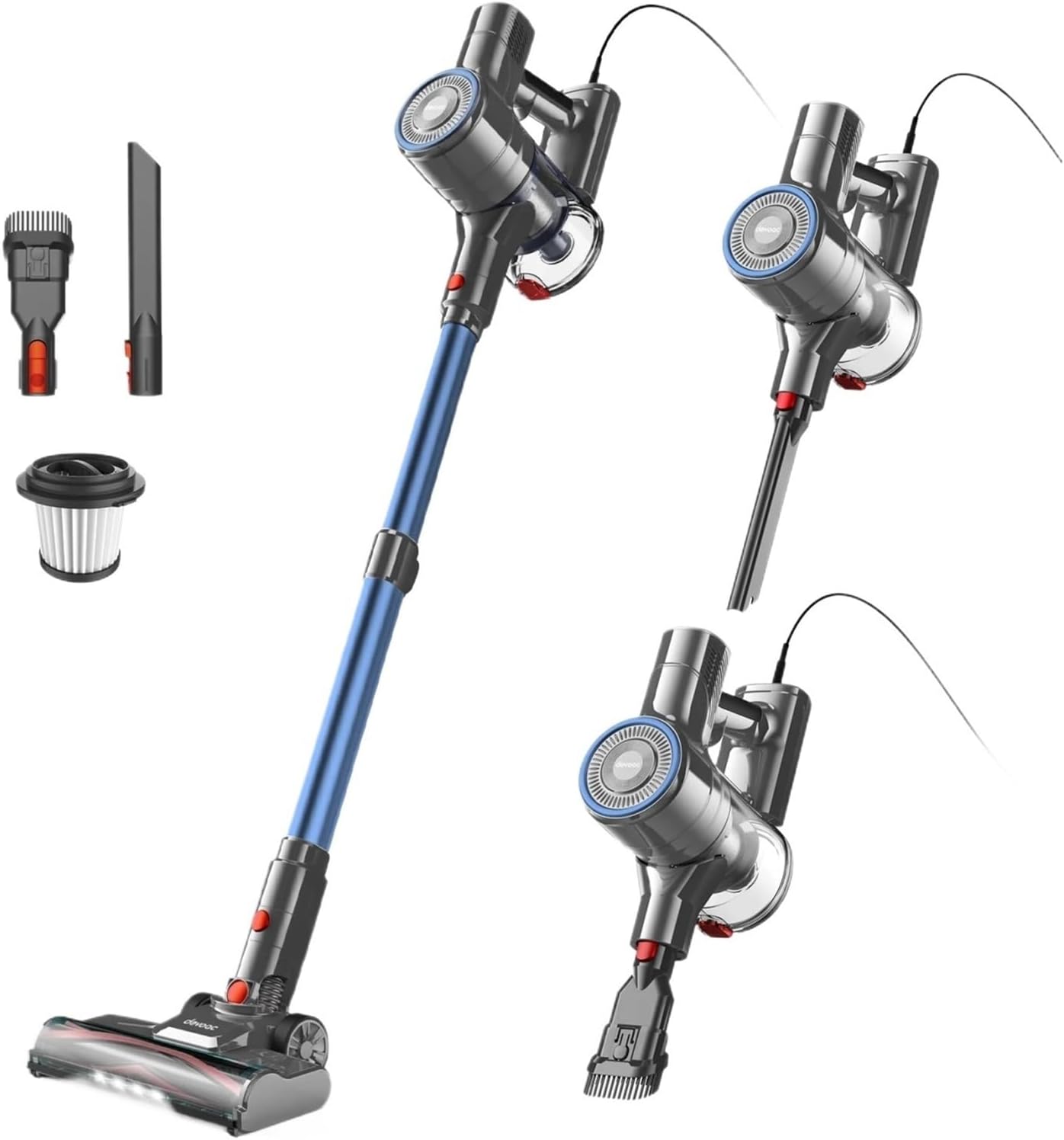 Compatible With INSE I8 Corded Vacuum Cleaner, 600W 23KPa Powerful Suction, 6-in-1 Lightweight Handheld Stick Vacuum With Free-Stand Design(Blue)