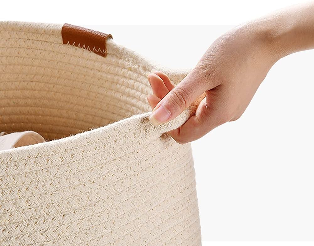 INLIMA Appliance Shelf for Kitchen Cotton Storage Basket, Woven Fabric, Small Basket With Handle, Cute Desktop Storage Basket, Sundries Storage Basket，size：20 * 14.5 * 7.5cm(s) (Size : Large)