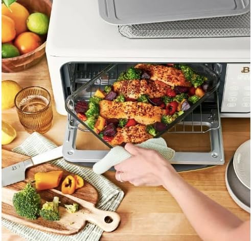 Beautiful Infrared Air Fry Toaster Oven, 9-Slice, 1800 W, by Drew Barrymore (White)