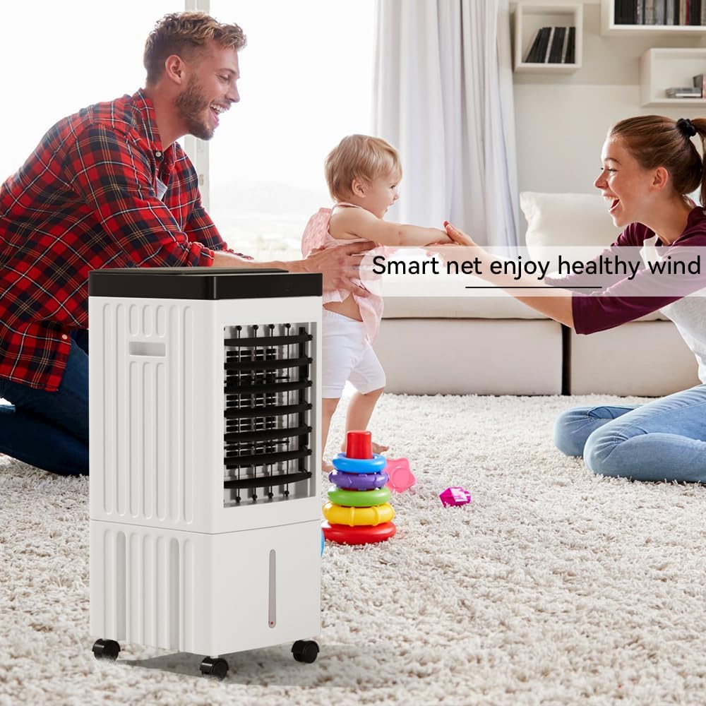 Portable 10L Evaporative Air Conditioner 3-IN-1 Evaporative Cooler w/Remote Control Fan & Humidifier Fit For Couch, bed, workspace, breakfast nook