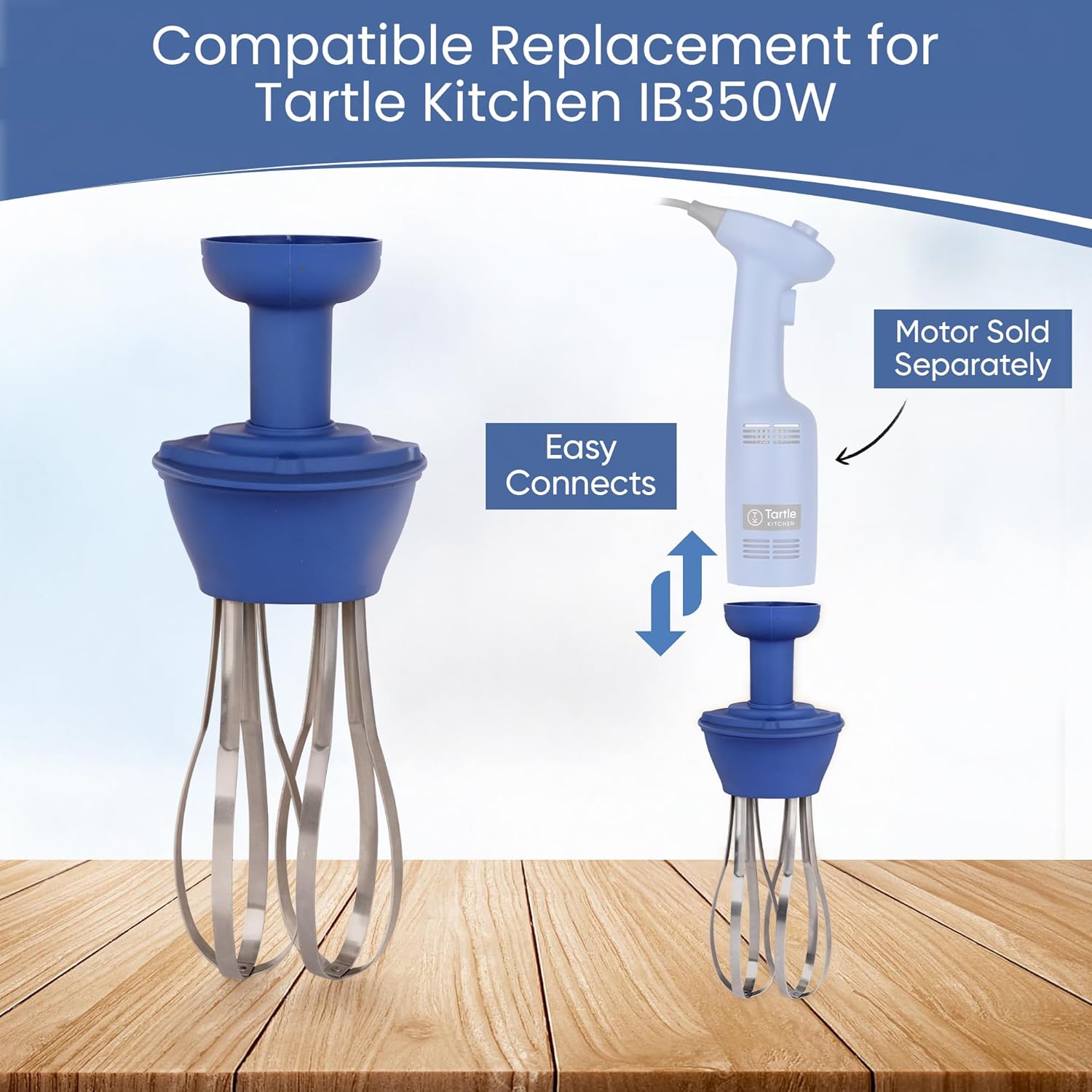 Commercial Electric Immersion Blender Hand held 6 Inch Removable Shaft, 6-Gallon capacity with single high speed (Whisk Attachment Only) - 270W and 350W Compatible.